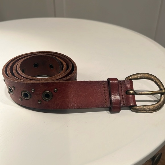 Fossil leather and solid brass studded belt. - Picture 2 of 5